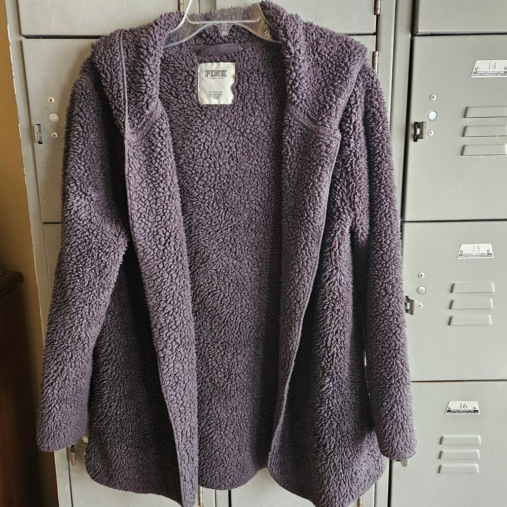PINK by Victoria's Secret sherpa hooded open front cardigan sweater - size XS